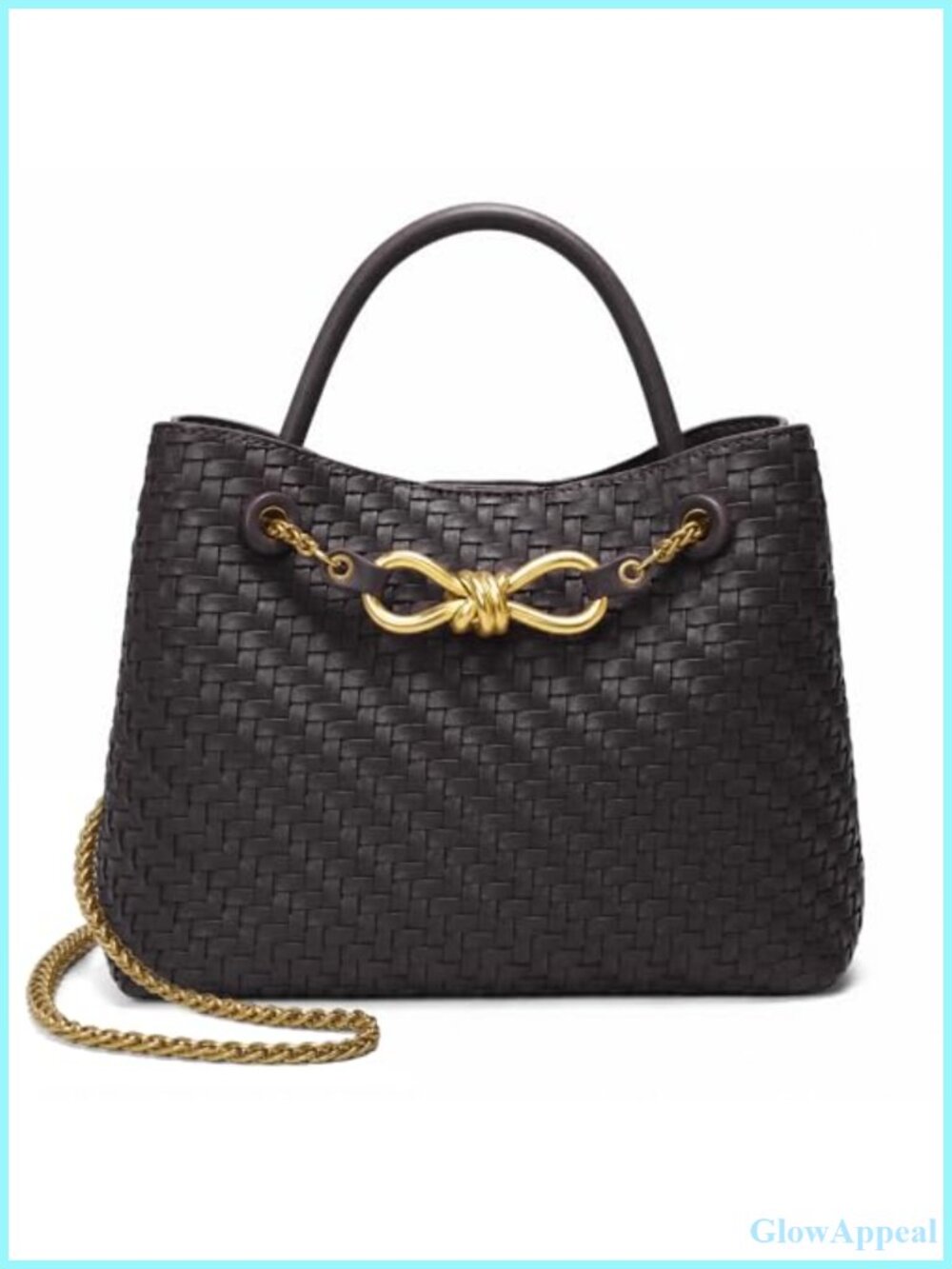 Small Woven Faux Leather Purse Top Handle Shoulder Handbag